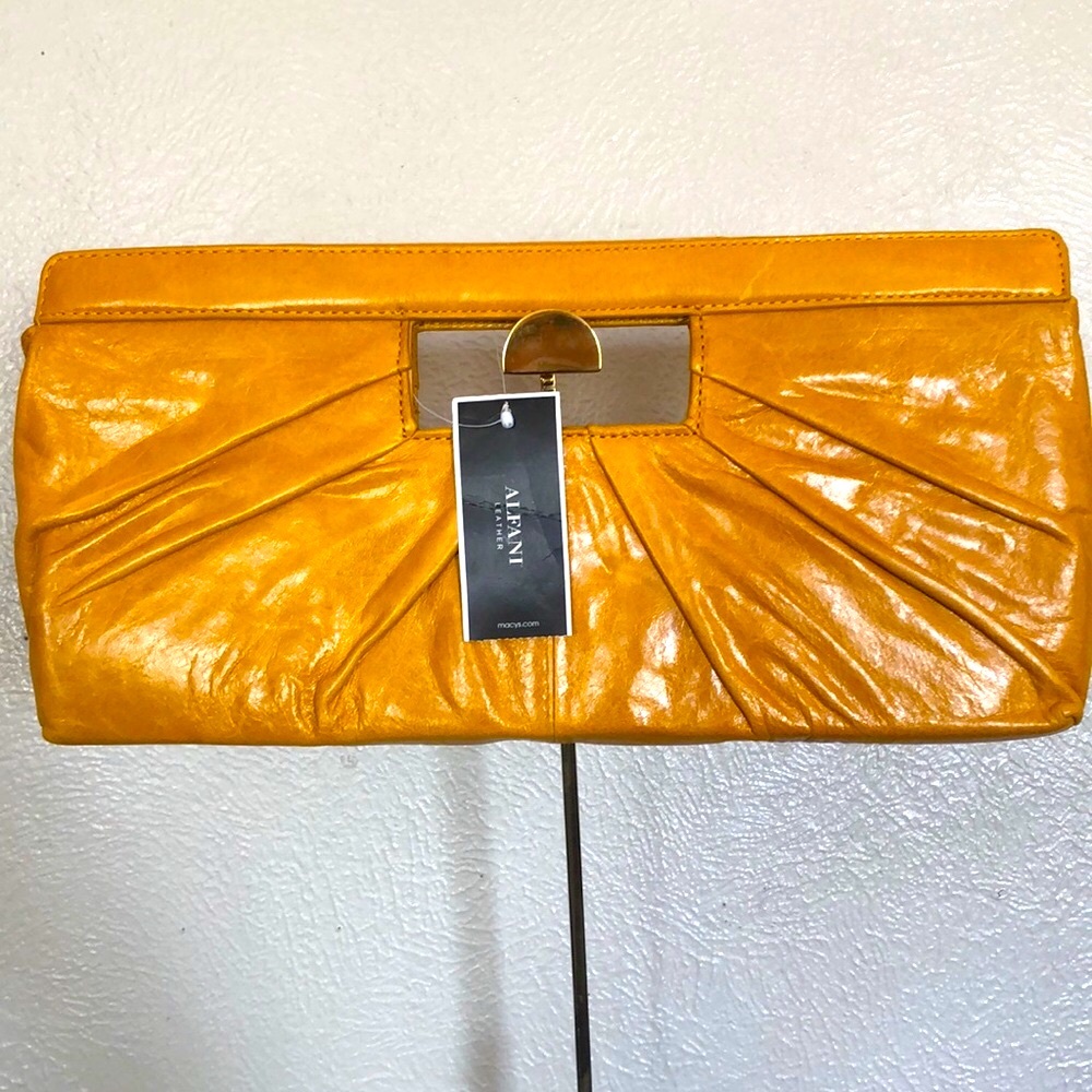 ALFANI Leather Clutch Purse (Mustard)